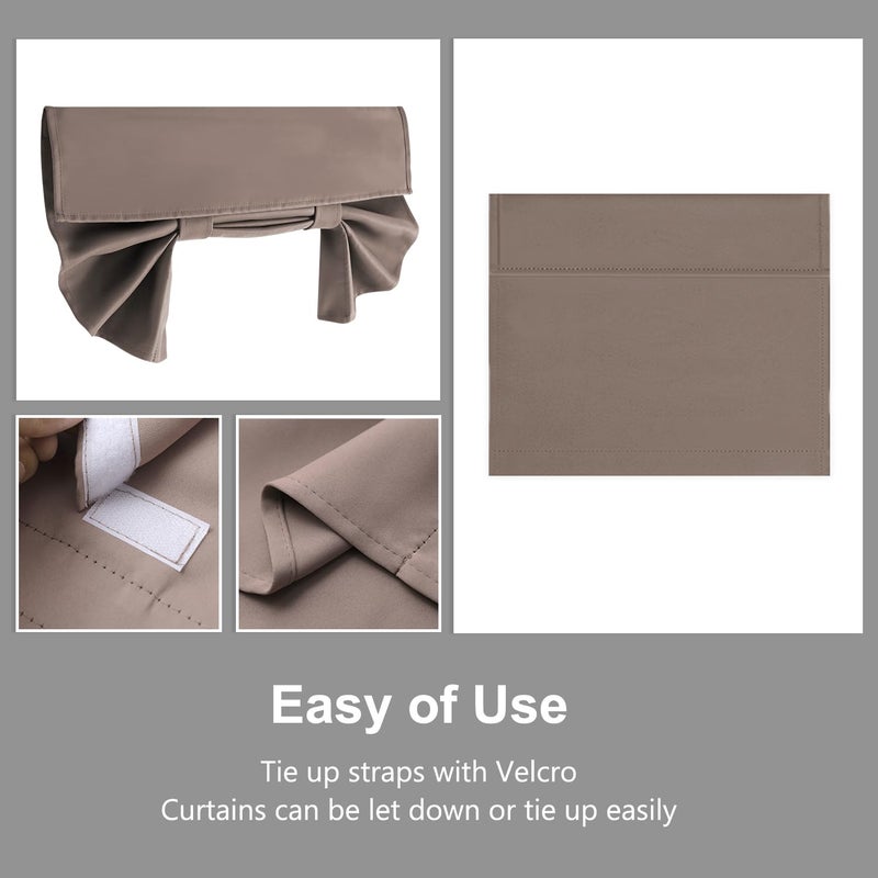 YSYY 100% Blackout French Door Curtains, Wrinkle Free, Room Darkening, Blocks Light and Heat Through Glass. Drill-Free, Easy Installed Door Window Curtains. (Mocha,1 Panel, 24""x 18"") - Image 5